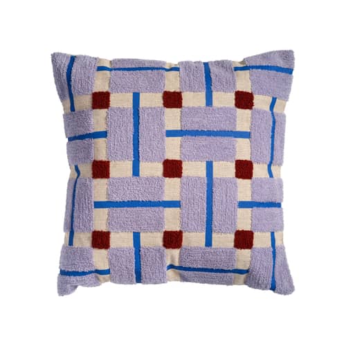 Housse de coussin Plano tissu violet / 50 x 50 cm - Broderie en relief - & klevering - 50 x 50 cm / Violet - Coton