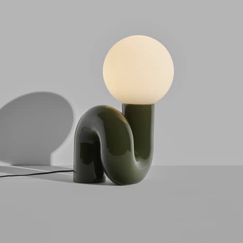 Lampe de table Neotenic Grande céramique vert / L 34 x H 51 cm / Seconde vie - Petite Friture - Vert - Céramique émaillée, Verre soufflé bouche