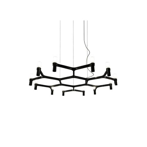 Pendelleuchte Crown Plana Minor metall schwarz / Ø 109 cm - Nemo - Schwarz - bemaltes Aluminium, Mattglas