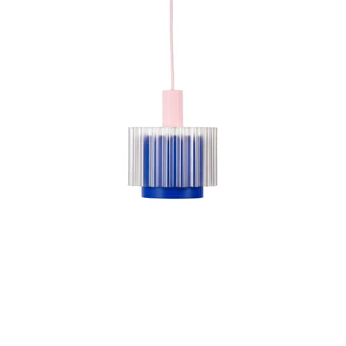 Pendelleuchte Gigi n°4 plastikmaterial bunt / Ø 18 x H 21 cm - Recycelter Kunststoff / Hergestellt in Frankreich - Warren & Laetitia - Kabel Rosa / Blau / Weiß - Bioplastik, Recycelter Kunststoff