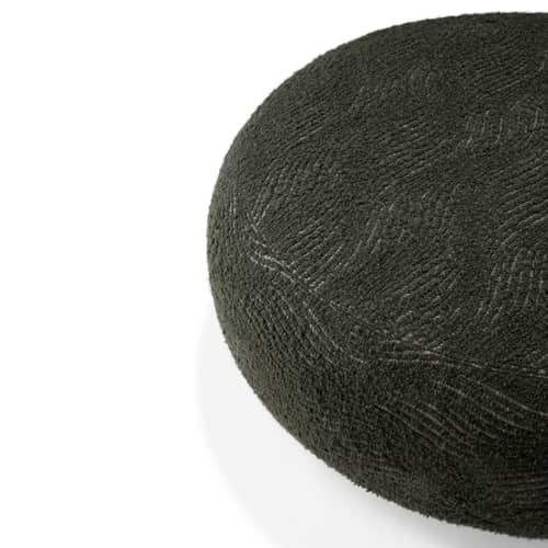 Sitzkissen Orb textil grün / Ø 92 cm – Jacquard-Schlingenpol - Ethnicraft - Jacquard-Schlingenpol-Gewebe / Waldgrün - High Density-Schaum, Jacquard-Bouclé-Stoff