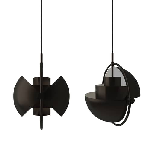 Sospensione Multi-Lite Small metallo nero / Ø 25 cm - Modulabile & orientabile / Riedizione 1972 - Gubi - Ottone nero / Cerchio in ottone nero - Metallo