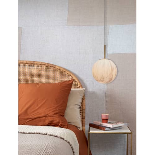 Suspension Carrara verre blanc or / Ø 22 cm - Verre effet marbre / Seconde vie - It\'s about Romi - Blanc effet marbre / Or - Métal, Verre