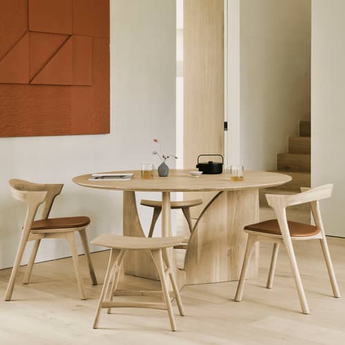 Table ronde Geometric bois naturel / Ø 150 cm - 8 personnes - Ethnicraft - Chêne naturel - Chêne massif huilé