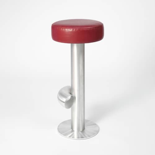 Tabouret de bar rembourré Bar cuir rouge / H 75 cm - Axel Chay - Cuir rouge - Aluminium, Cuir, Mousse