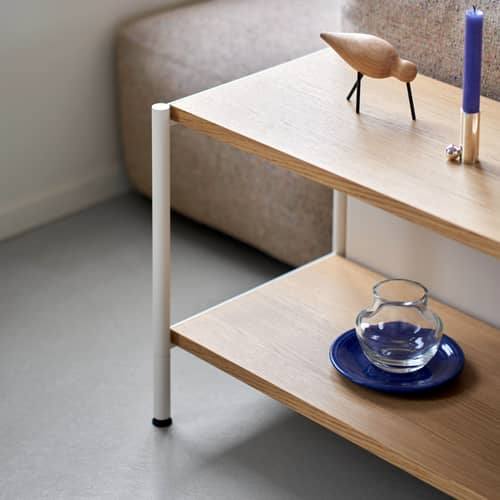 niedrige Konsole UNIT 1 metall weiß / H 50 x B 164 cm - TIPTOE - Cremeweiß / Eiche - Ökozertifiziertes Holz, thermolackierter Stahl