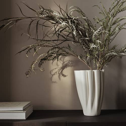 Vase Dedali Large céramique blanc / Ø 17 x H 25 cm - Ferm Living - Blanc cassé - Grès
