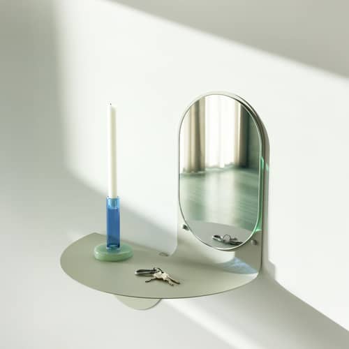 Bougeoir Bole Small verre bleu / Ø 10 x H 15 cm - & klevering - Bleu / Aqua - Verre borosilicaté