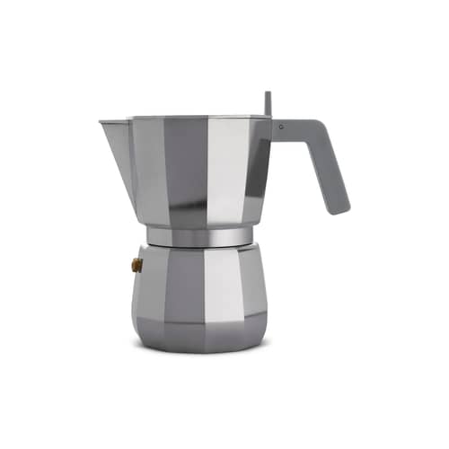 Cafetière italienne Moka gris argent métal /6 tasses - Alessi - 6 tasses / Acier - Fonte d\'aluminium, Polyamide