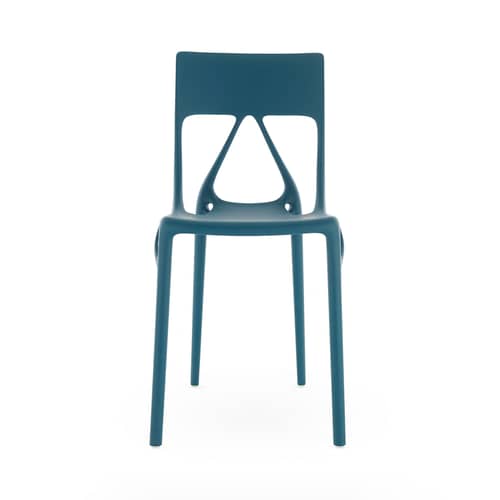Chaise empilable A.I. Lite plastique bleu / Conçu par intelligence artificielle - Recyclé - Kartell - Bleu pétrole - PMMA recyclé