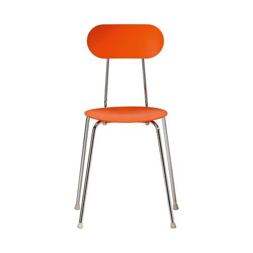 Chaise empilable Mariolina plastique orange / Enzo Mari, 2002 - Magis - Orange / Piètement chromé - Acier chromé, Polypropylène