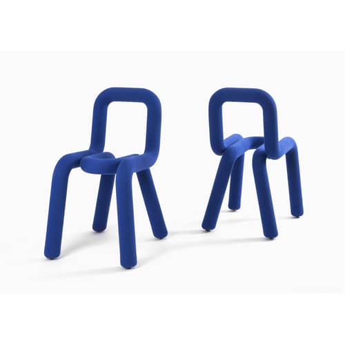 Chaise rembourrée Bold tissu bleu - Moustache - Bleu - Acier, Mousse polyuréthane, Tissu