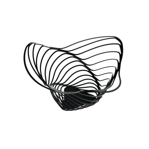 Corbeille Trinity métal noir / Ø 16,5 x H 33 cm - Alessi - Noir - Acier