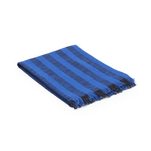 Decke Band textil blau / 160 x 200 cm - Leinen & Baumwolle - Tom Dixon - Blau & Schwarzblau - Baumwolle, Leinen