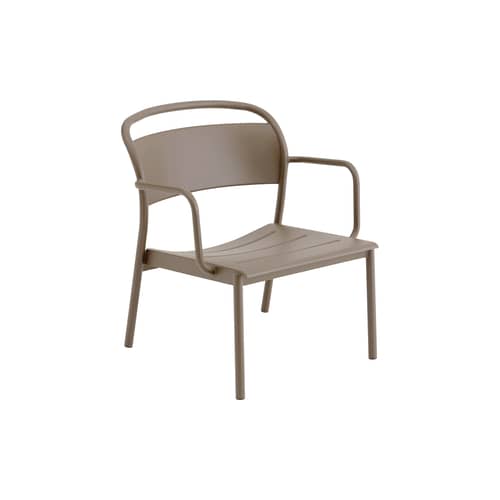 Fauteuil bas Linear Lounge métal beige - Muuto - Taupe - Acier galvanisé thermolaqué