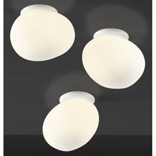 Applique Gregg Media / Plafonnier - Verre - L 31 cm - Foscarini - Blanc / Base blanche - Verre soufflé