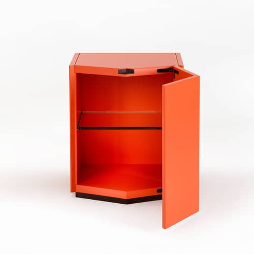 Nachttisch Z24 728 holz orange - Zanotta - Orange - Einscheiben-Sicherheitsglas, Furnier, lackierte Holzfaserplatte