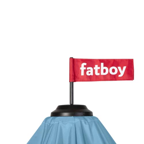 Parasol Stripesol bleu / Ø 350 cm - Base grise incluse - Fatboy - Bleu Wave / Base gris clair - Acier inoxydable, Aluminium, Toile polyester
