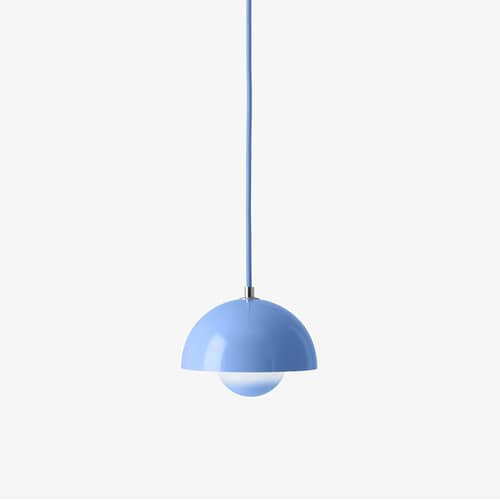 Flowerpot VP10 Pendant metal blue / Ø16 cm - By Verner Panton, 1969 - &tradition - Swim blue - Lacquered steel