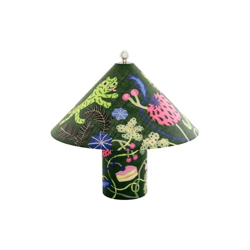Schnurlosleuchte Loulou LED textil grün - CRÈME ATELIER - Mitternachtsgarten - Leinen, Recyceltes PLA