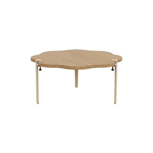 Table basse Vague by Uchronia / Ø 80 x H 43 cm - Chêne massif - TIPTOE - Beige / Chêne - Acier thermolaqué, Chêne massif éco-certifié