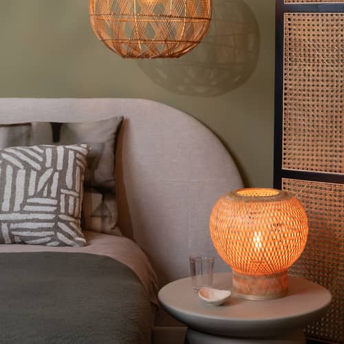 Barbados Table lamp wood beige / Ø 25 x H 27 cm - Bamboo - GOOD&MOJO - Natural - Bamboo, Iron