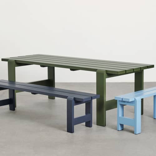 Table rectangulaire Weekday bois vert / 180 x 66 cm - Hay - Vert olive - Pin massif certifié FSC