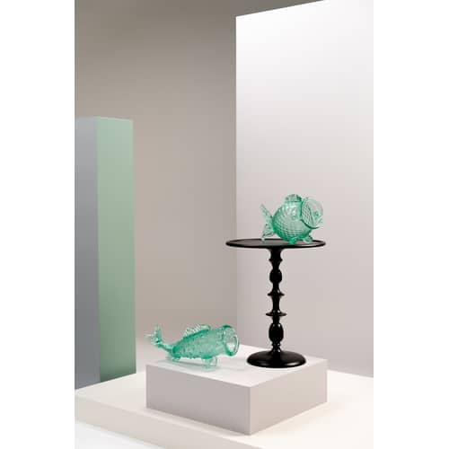 Topf Fish Fat glas grün / Recycling-Glas - Handgefertigt / L 38 x H 24 cm - Pols Potten - Fat / Transparent grün - Recyceltes Glas
