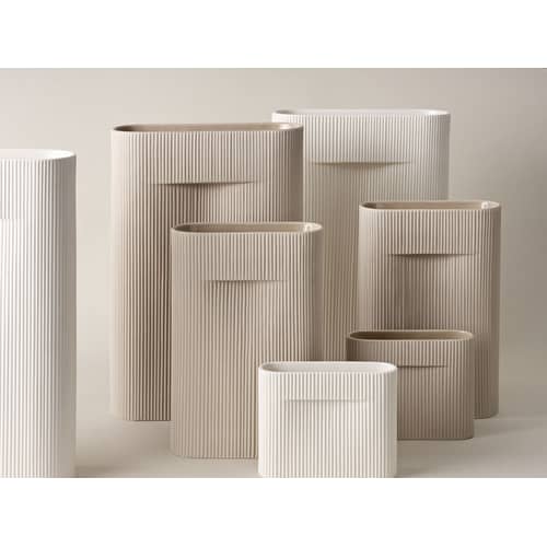 Vase Ridge Small céramique blanc beige / H 16,5 cm - Muuto - Beige - Faïence