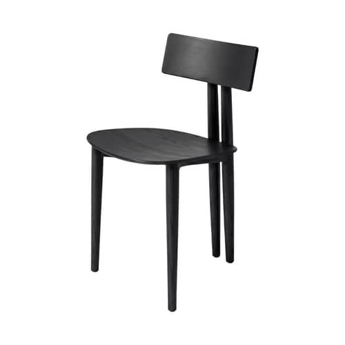 Chaise Binata bois noir - Zanotta - Noir - Contreplaqué plaqué frêne, Frêne massif