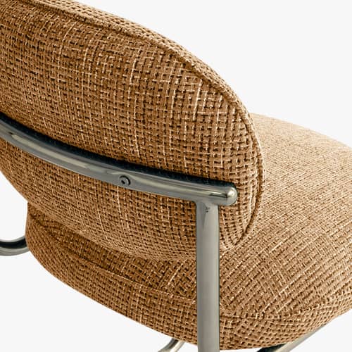 Chaise rembourrée Amberta tissu marron - NV GALLERY - Marron (tweed) - Acier inoxydable chromé, Mousse haute densité, Tissu Tweed
