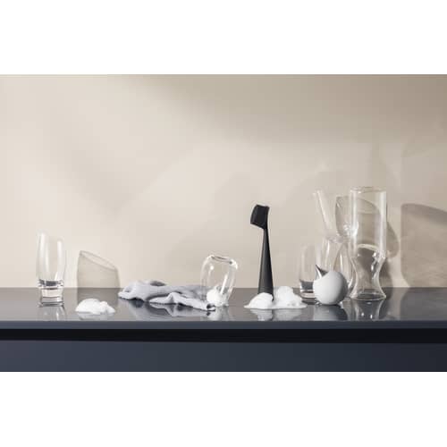 Distributeur de savon  plastique gris / Poire souple - Eva Trio - Gris Marbre - Acier inoxydable, Silicone souple