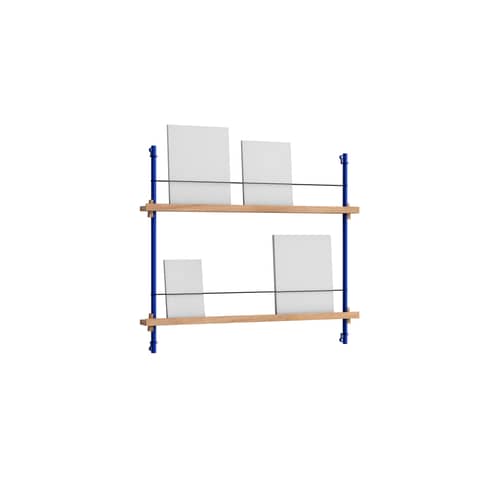 Étagère Magazine Shelving – MS.65.1 bois naturel / Pour livres et magazines - L 85 x H 73 cm - MOEBE - Chêne naturel / Bleu - Acier, MDF placage chêne
