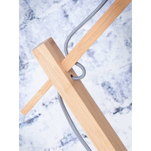 Lampada a stelo Kalimantan legno naturale / Bambù - H 176 cm / Ø 60 cm - GOOD&MOJO - Supporto naturale / Paralume naturale e nero - Bambù