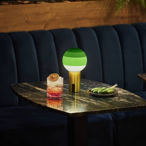 Lampada senza fili ricaricabile Dipping Light LED vetro verde / H 22,2 cm - Marset - Verde / Ottone - Metallo, vetro soffiato