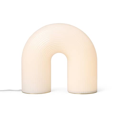 Lampe à poser Vuelta LED verre blanc / L 40 x H 36 cm - Ferm Living - Blanc - Laiton massif, Verre opalin strié