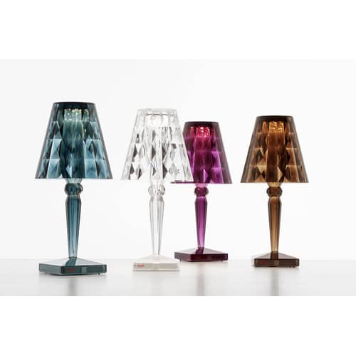 Lampe extérieur sans fil rechargeable Big Battery LED plastique transparent / H 37 cm - USB / Seconde vie - Kartell - Cristal - PMMA