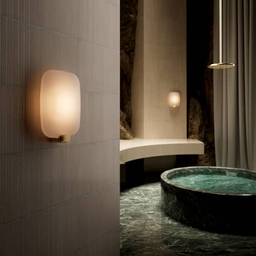 Applique Light Me Tender Vertical LED vetro bianco oro - DCW éditions - Verticale / Bianco e oro - Alluminio, vetro soffiato