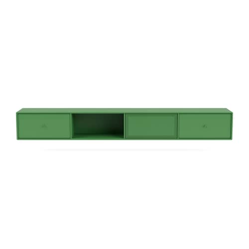 Mobile TV sospeso Octave VII legno verde / L 183,6 x P 30 x H 24 cm - MONTANA - Prezzemolo 152 - Acciaio perforato, MDF laccato