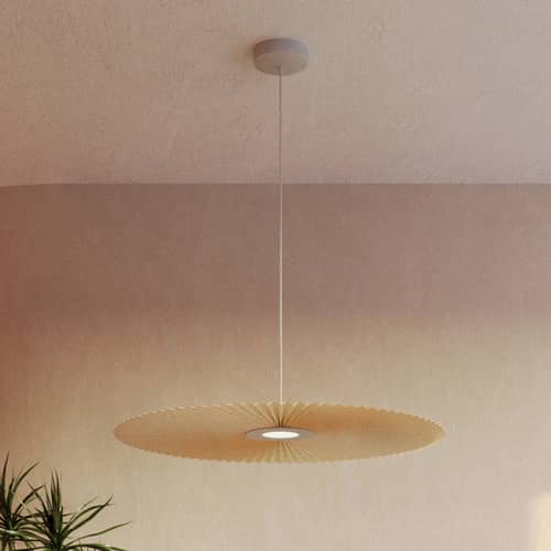 Carmen Medium Pendant textile beige / LED - Ø 90 cm - Hartô - Golden sand - Painted metal, Textile laminated on PET