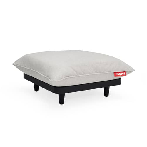 Pouf d\'extérieur Paletti tissu blanc gris beige / 90 x 90 cm - Fatboy - Beige Mist - Mousse polyester, Polyéthylène recyclé, Tissu Sunbrella