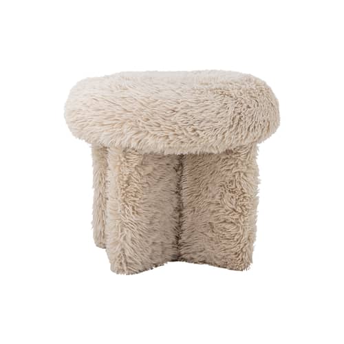 Pouf Frikka / Fourrure - Bloomingville - Beige (fausse fourrure) - Fausse fourrure, MDF, Mousse PU