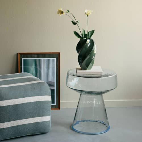 Pouf Sigrid tissu vert - BROSTE COPENHAGEN - Vert agave -  Micro-billes EPS, Coton, Lin