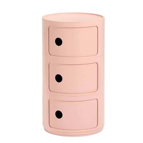 Rangement Componibili Bio plastique rose (1968) / 3 tiroirs - Matériau naturel & biodégradable - Kartell - Rose - Bioplastique Bio-On