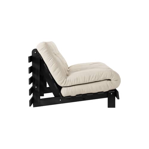Canapé convertible Roots / L 140 cm - 3 positions / Structure noire - KARUP DESIGN - Beige 747 / Noir - Fibres recyclées mélangées, Mousse, Pin massif certifié FSC laqué, Tissu