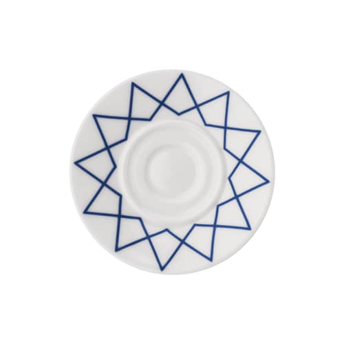 Set de 4 soucoupes / Pour tasse à espresso La Bella Tavola - Alessi - Soucoupe / Motif bleu - Porcelaine fine