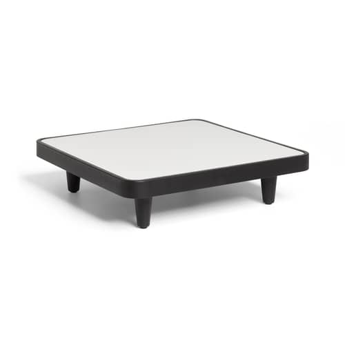 Table basse Paletti métal plastique gris / 90 x 90 cm - Fatboy - Gris clair - Aluminium, Polyéthylène recyclé