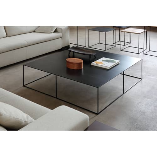 Table basse Slim Irony métal noir / 124 x 124 x H 34 cm - Zeus - Noir cuivré - Acier peint