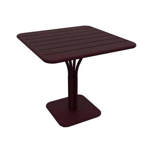 Table carrée Luxembourg / 80 x 80 cm - Pied central - Fermob - Cerise noire - Aluminium laqué