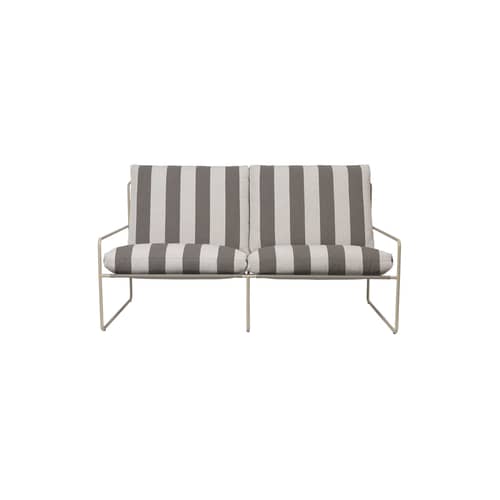 Canapé de jardin 2 places Desert tissu marron L 156 cm - Ferm Living - Rayé chocolat (tissu Stripe) / Beige Cachemire - Acier galvanisé, Mousse polyuréthane, Tissu polypropylène
